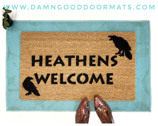 Promotional graphic for an all natural, sustainable, eco-friendly coir doormat made by Damn GoodDoormats