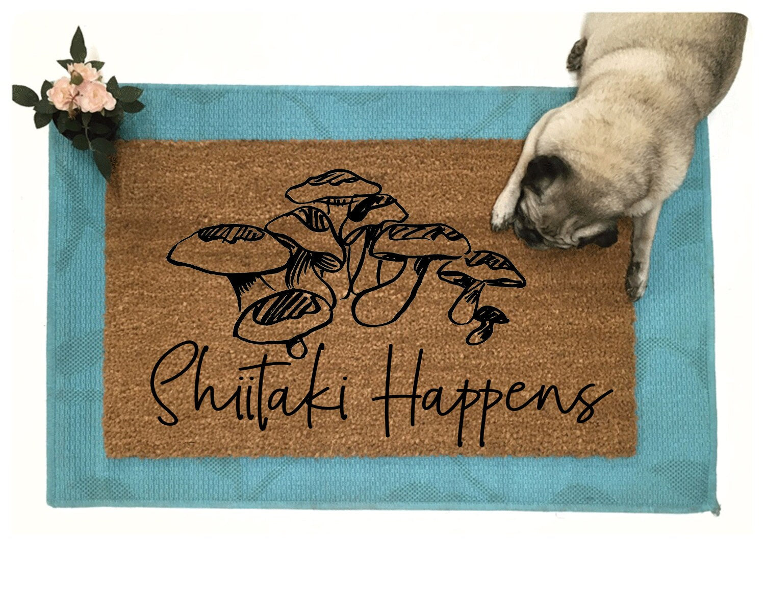 Promotional graphic for an all natural, sustainable, eco-friendly coir doormat made by Damn GoodDoormats