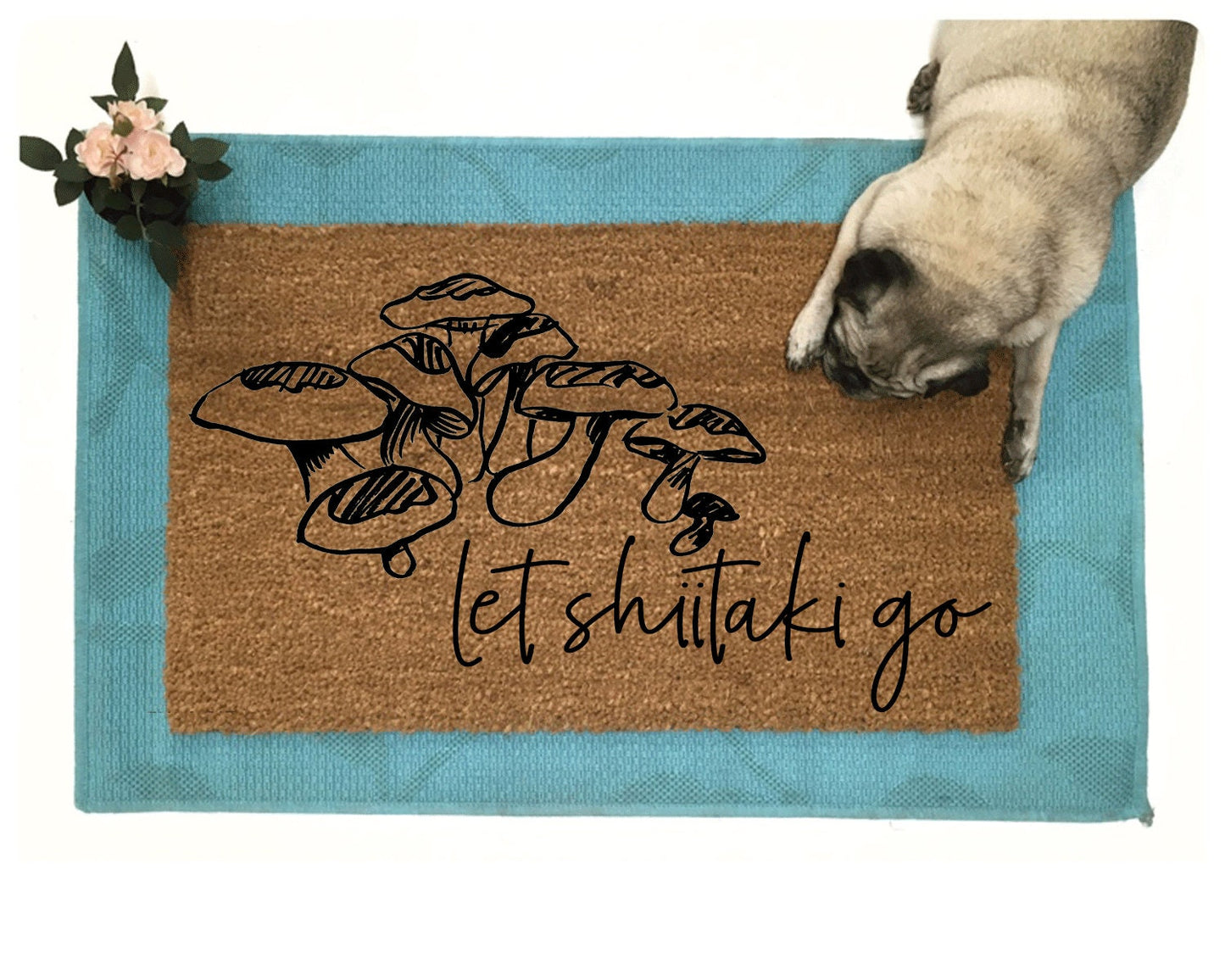 Promotional graphic for an all natural, sustainable, eco-friendly coir doormat made by Damn GoodDoormats