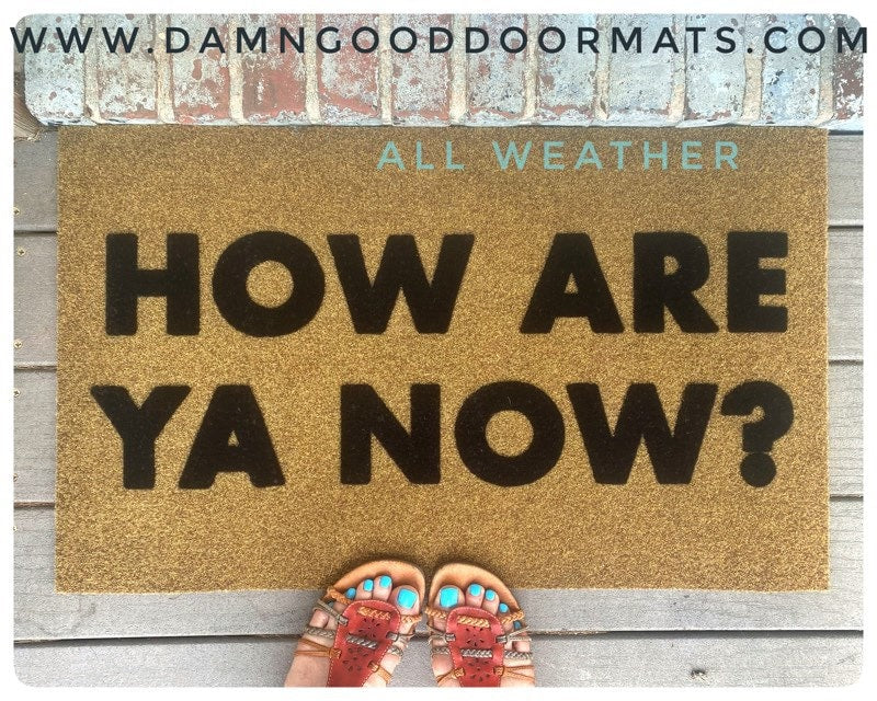 Promotional graphic for an all natural, sustainable, eco-friendly coir doormat made by Damn GoodDoormats