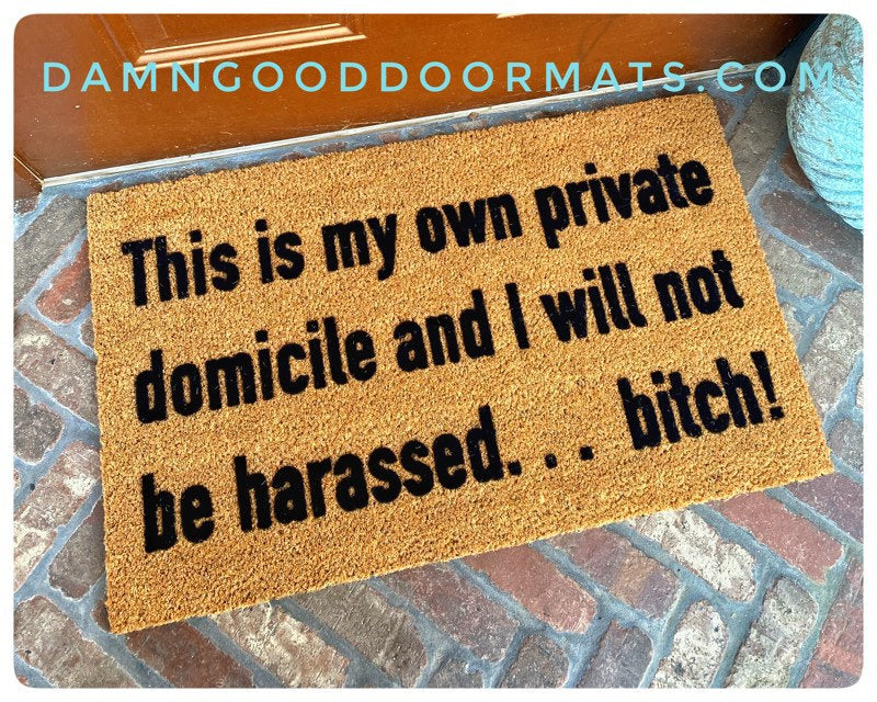 Promotional graphic for an all natural, sustainable, eco-friendly coir doormat made by Damn GoodDoormats