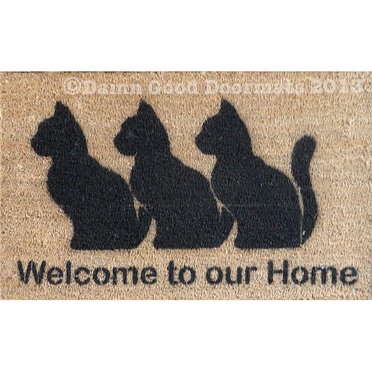 Cats- welcome to our home-  Hand Painted doormat