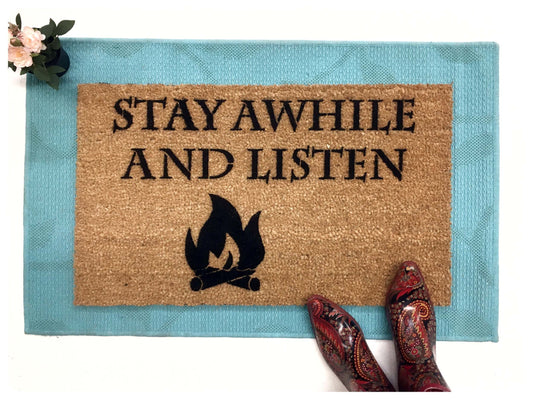 Promotional graphic for an all natural, sustainable, eco-friendly coir doormat made by Damn GoodDoormats