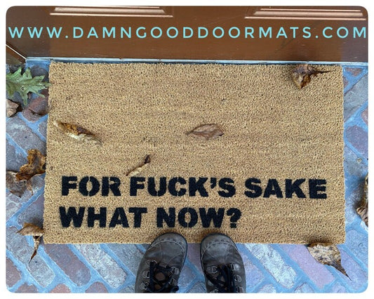 Promotional graphic for an all natural, sustainable, eco-friendly coir doormat made by Damn GoodDoormats