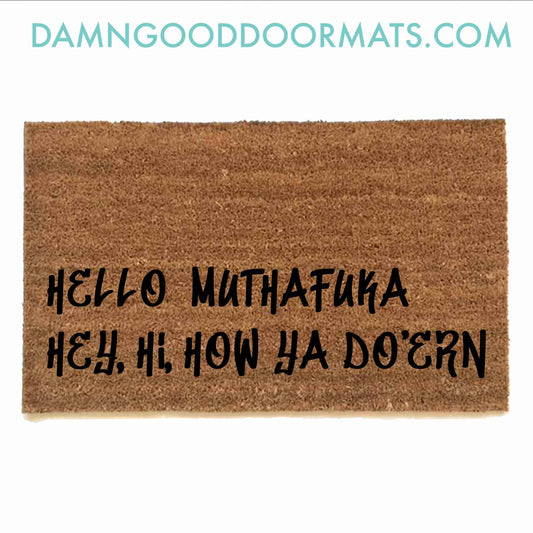 Promotional graphic for an all natural, sustainable, eco-friendly coir doormat made by Damn GoodDoormats