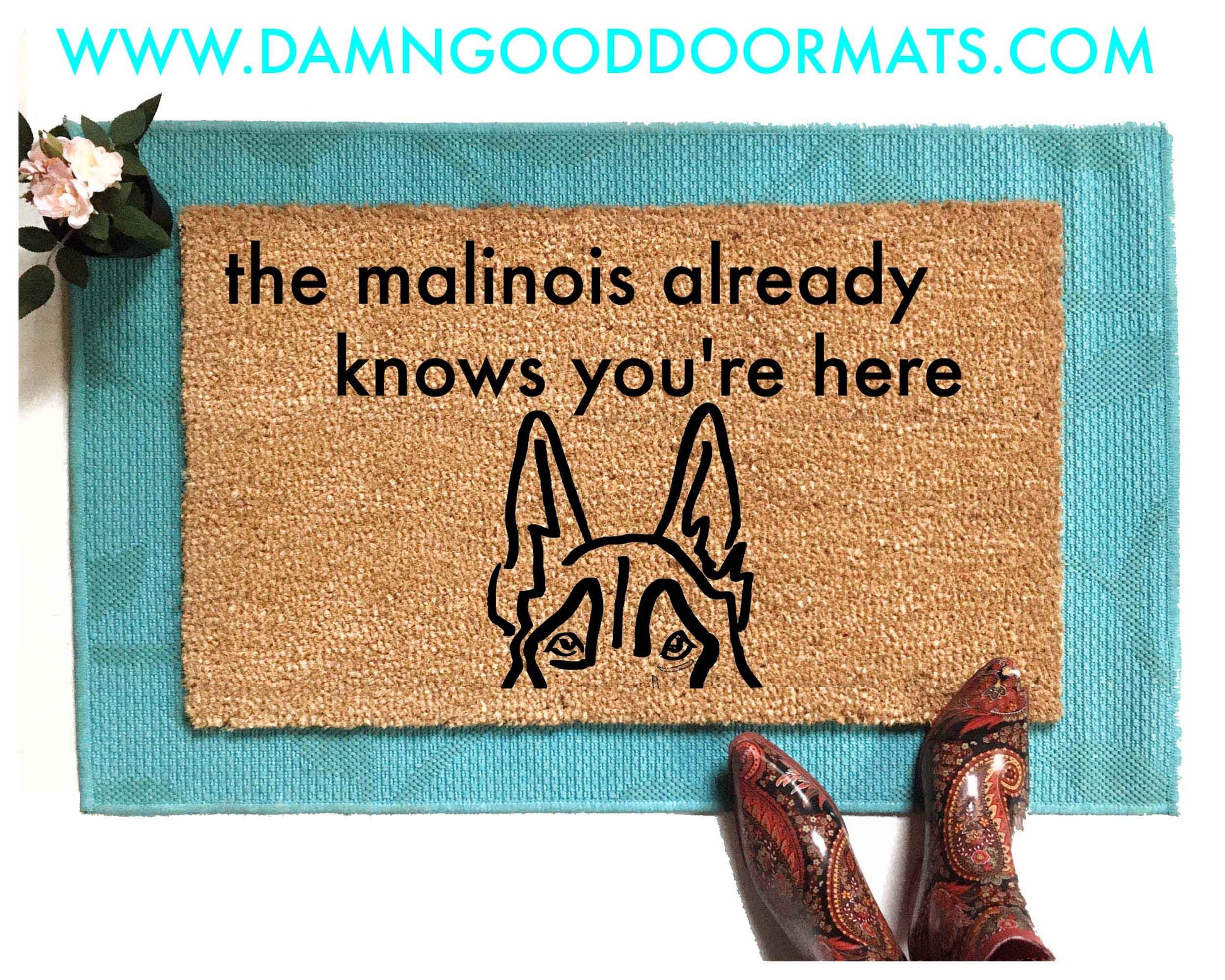 Promotional graphic for an all natural, sustainable, eco-friendly coir doormat made by Damn GoodDoormats