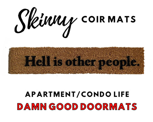 Promotional graphic for an all natural, sustainable, eco-friendly coir doormat made by Damn GoodDoormats