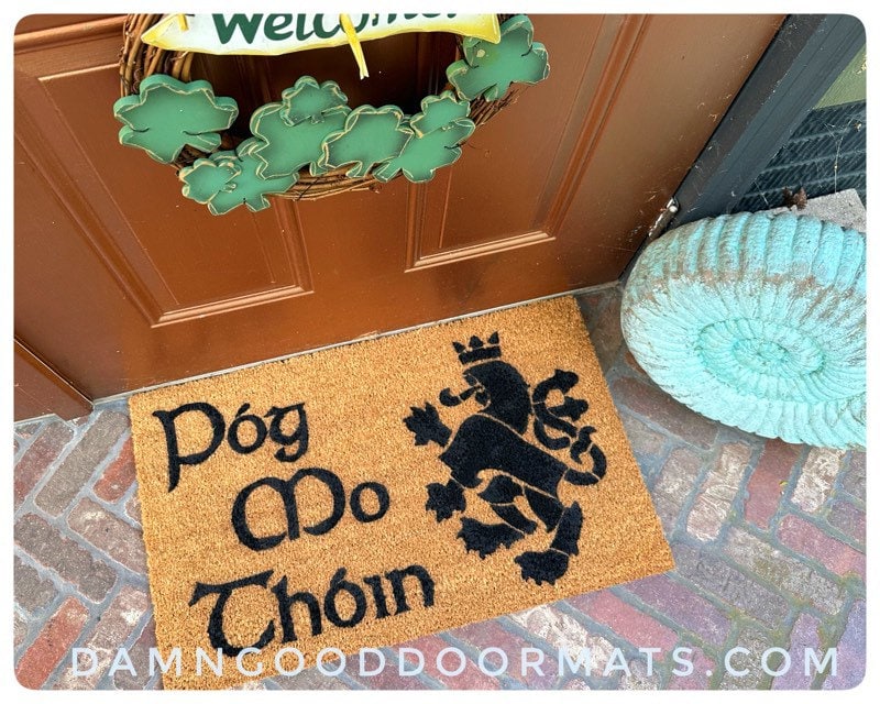 Promotional graphic for an all natural, sustainable, eco-friendly coir doormat made by Damn GoodDoormats