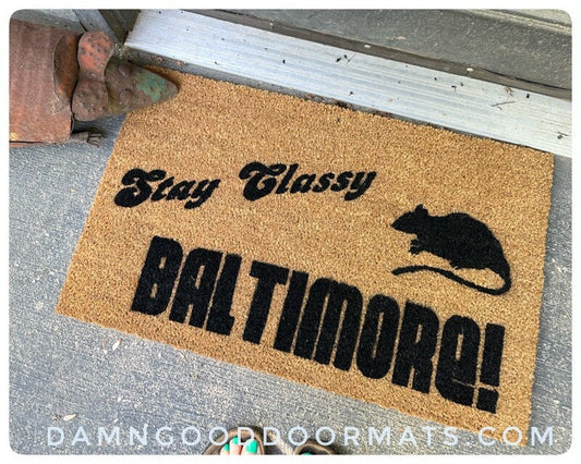 Promotional graphic for an all natural, sustainable, eco-friendly coir doormat made by Damn GoodDoormats