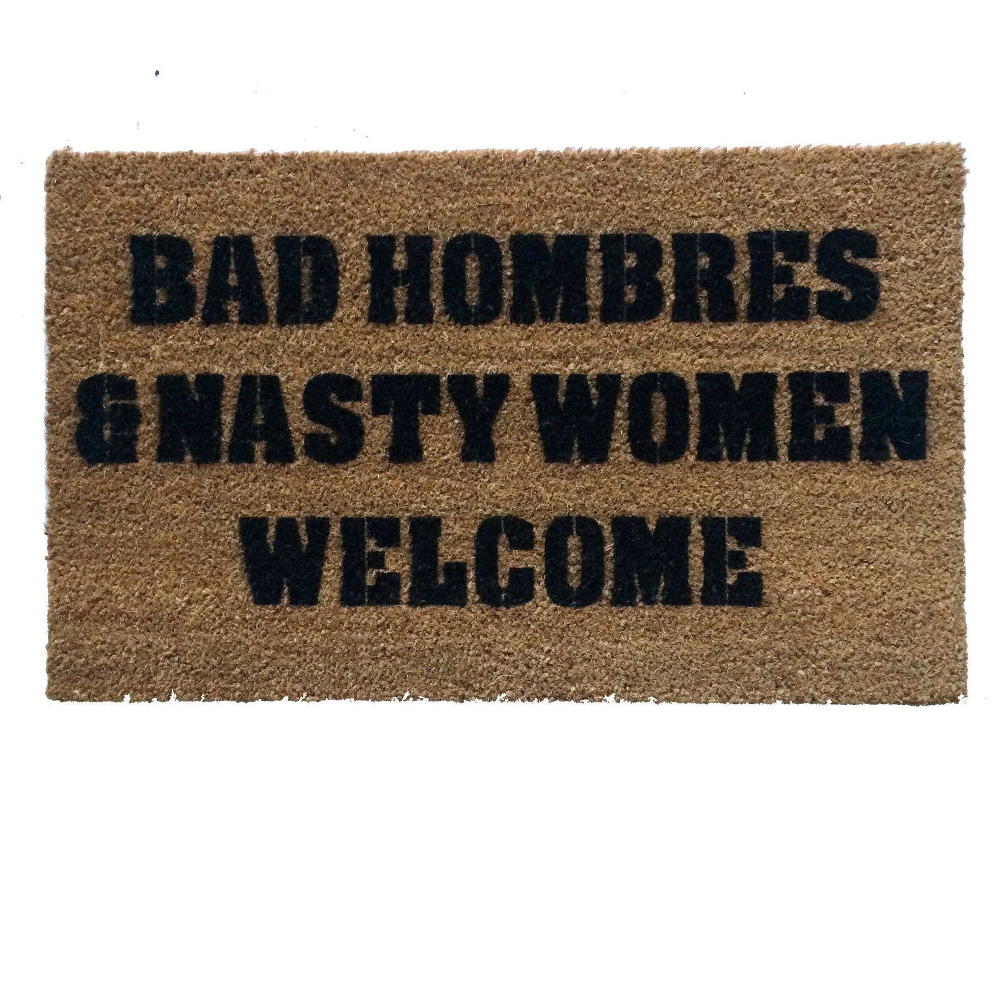 Promotional graphic for an all natural, sustainable, eco-friendly coir doormat made by Damn GoodDoormats