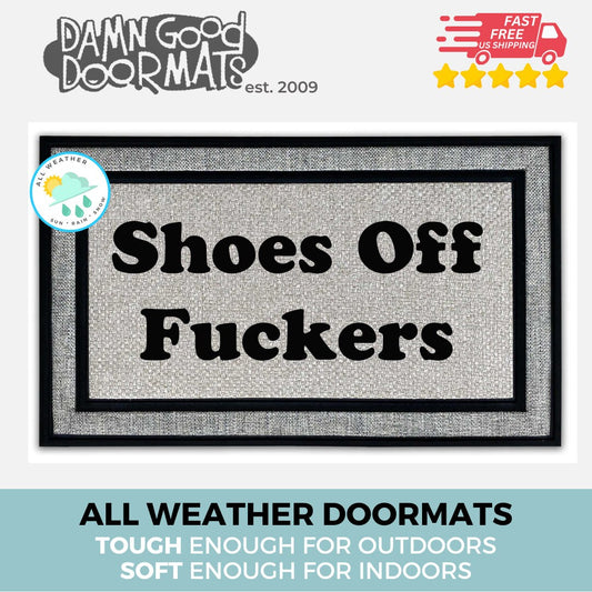 Promotional graphic for an all natural, sustainable, eco-friendly coir doormat made by Damn GoodDoormats