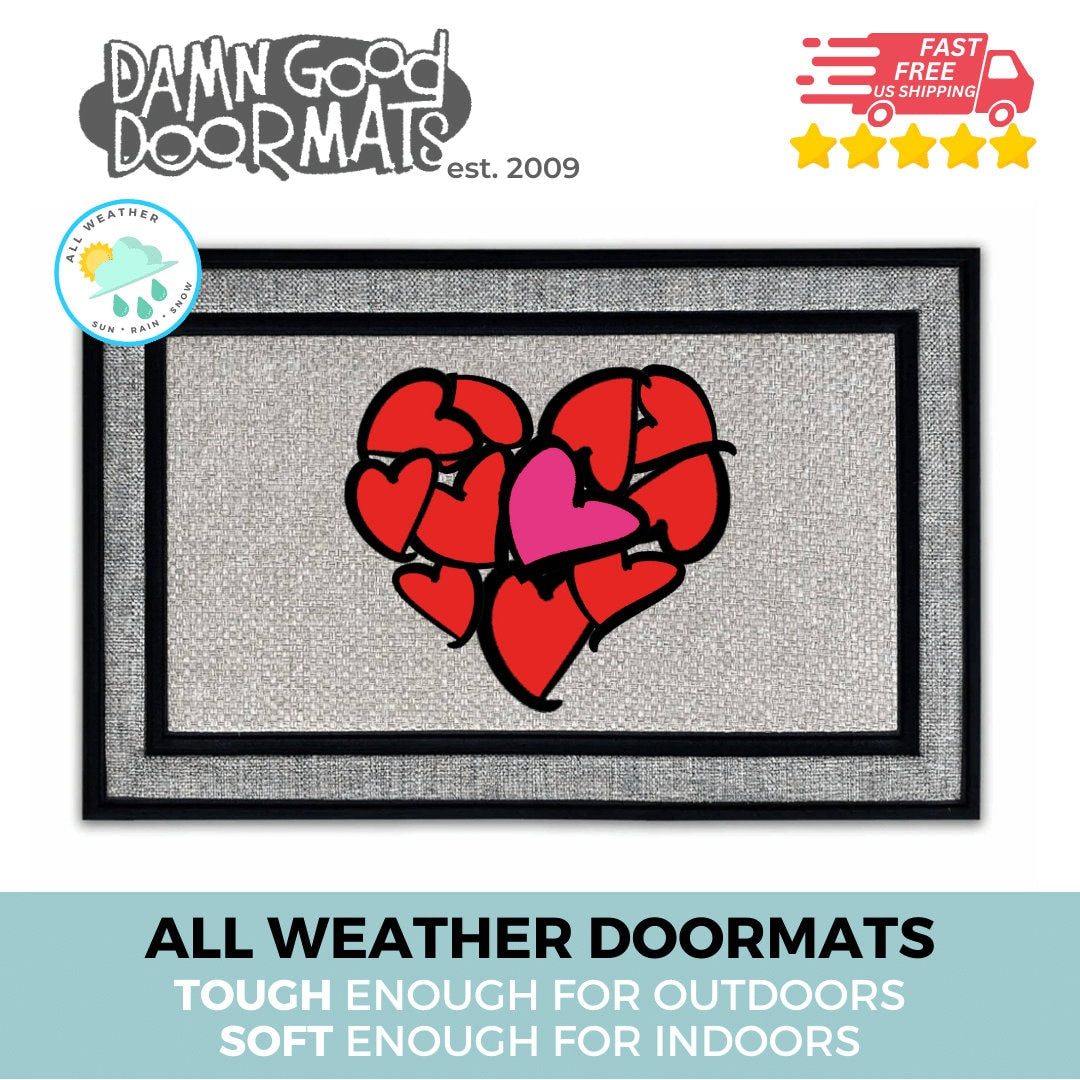 all weather
 VALENTINES DAY HEART doormats by Damn GoodDoormats