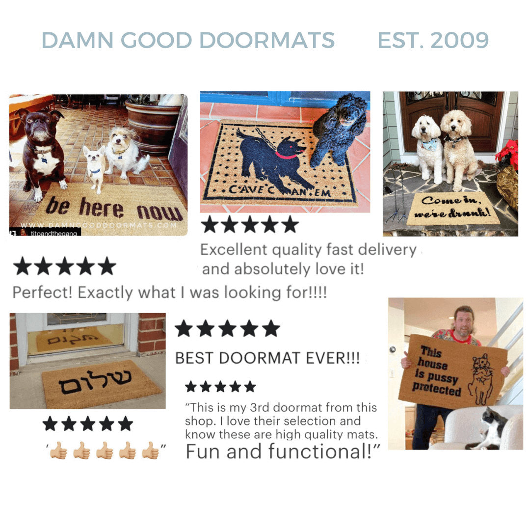 a flyer for a doormat contest with dogs and cats