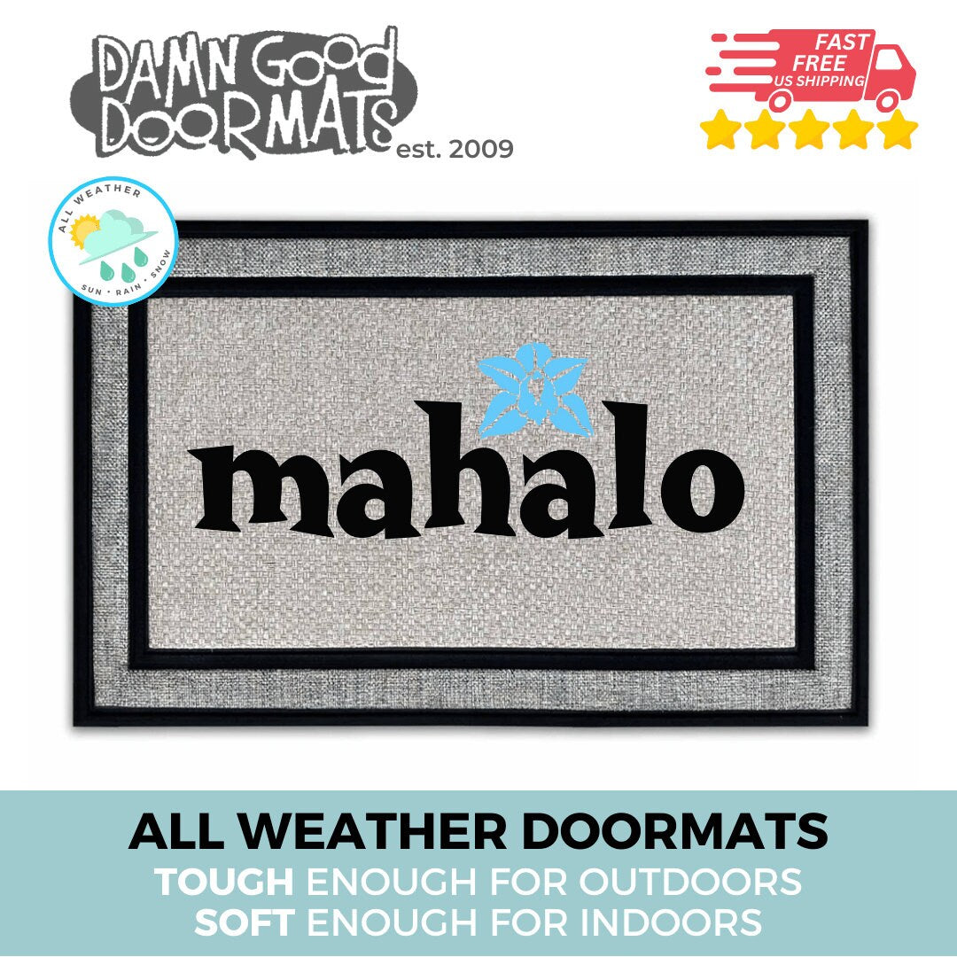 mahalo Kitsch tiki party decor doormat orchid Hawaiian door mat welcome mat eco friendly gifts for her zen yoga mat new house gift (+)