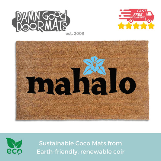 mahalo Kitsch tiki party decor doormat orchid Hawaiian door mat welcome mat eco friendly gifts for her zen yoga mat new house gift (+)