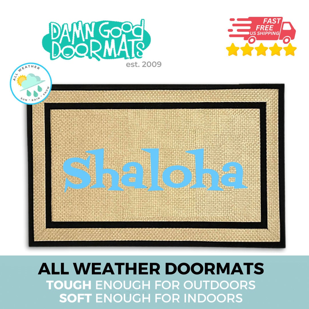 Shaloha! Rosh Hashanah Tiki funny doormat | Judaica Hanukkah gift | Shalom Aloha hawaiian