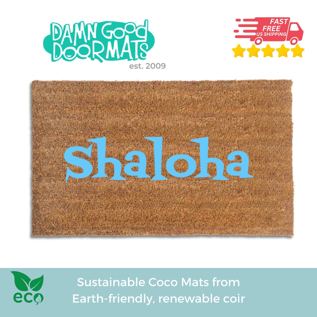 Shaloha! Rosh Hashanah Tiki funny doormat | Judaica Hanukkah gift | Shalom Aloha hawaiian