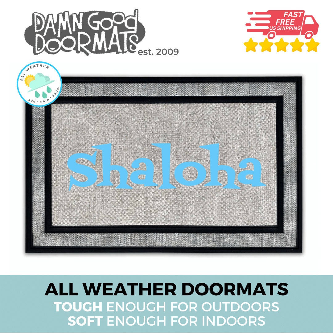 Shaloha! Rosh Hashanah Tiki funny doormat | Judaica Hanukkah gift | Shalom Aloha hawaiian