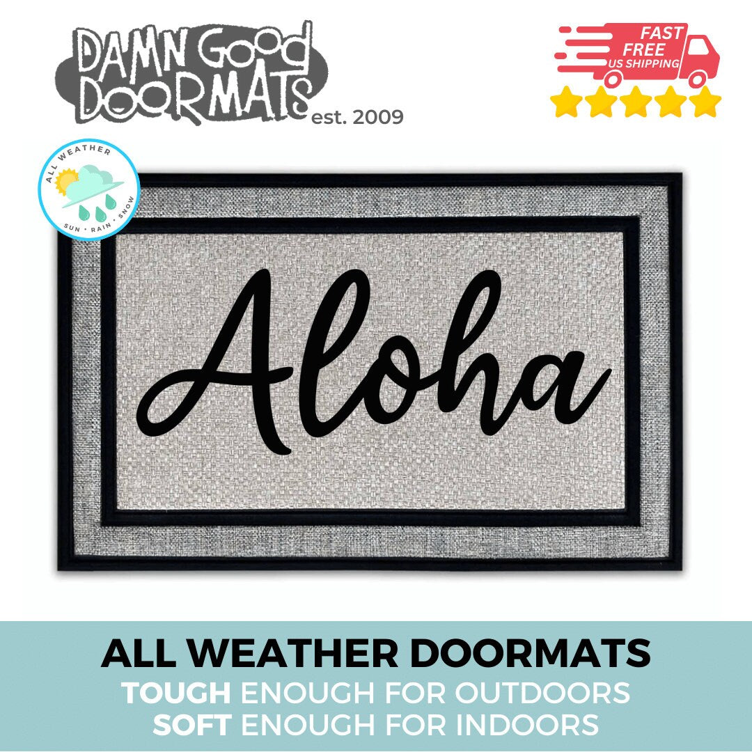 aloha Cursive cute doormat tiki yoga mat funny doormat orchid welcome mat Hawaiian Hello / Goodbye gifts for her new house gif