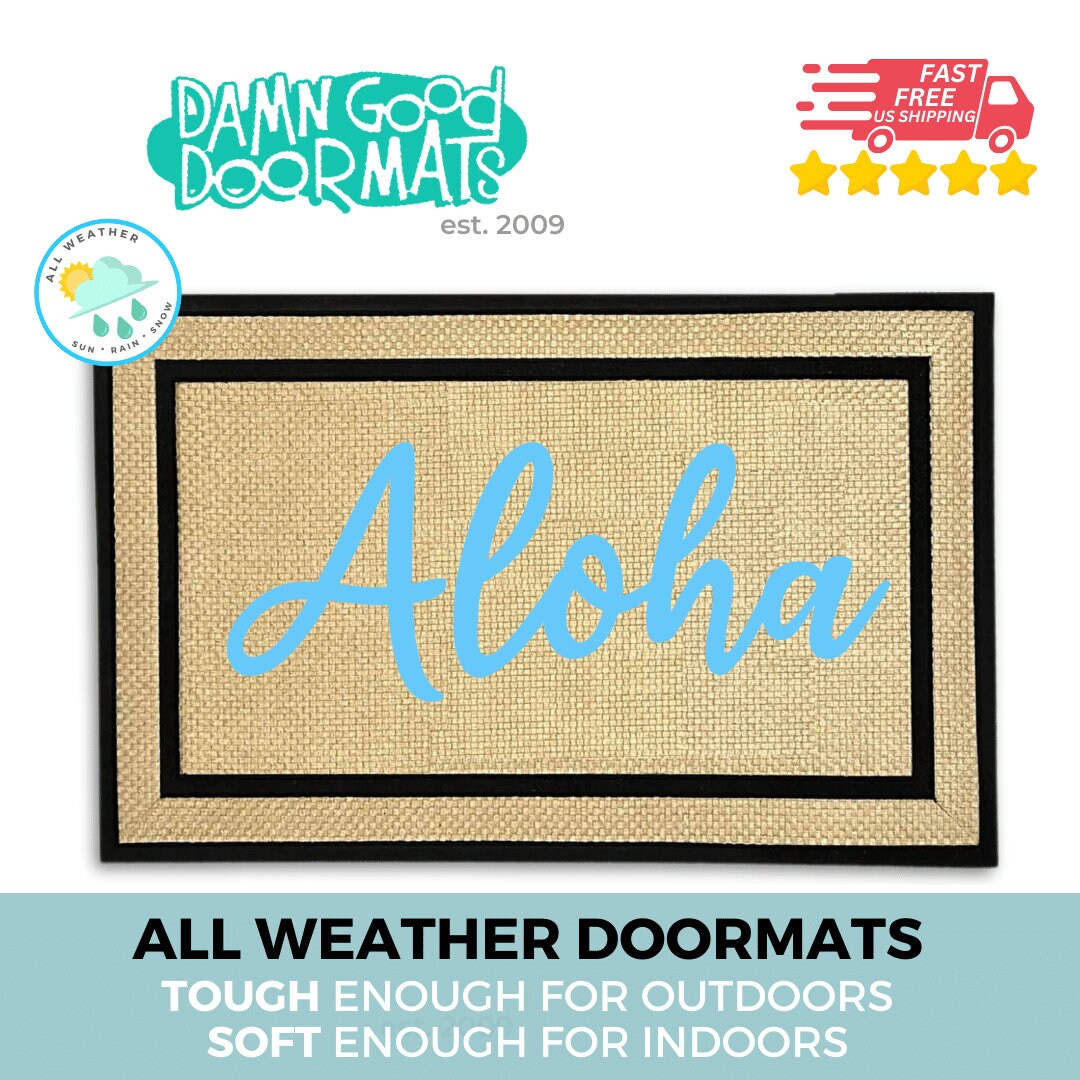 aloha Cursive cute doormat tiki yoga mat funny doormat orchid welcome mat Hawaiian Hello / Goodbye gifts for her new house gif