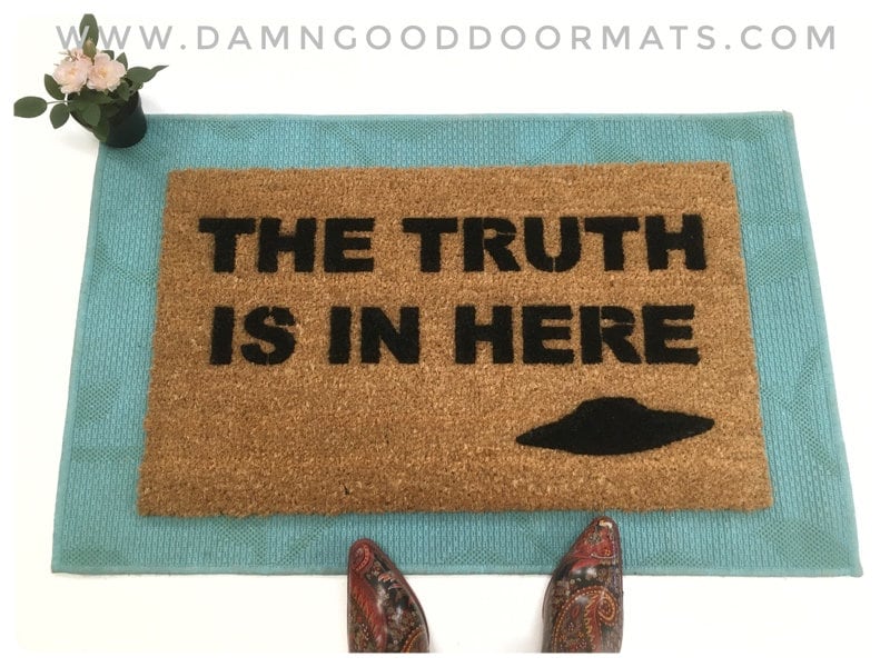 Promotional graphic for an all natural, sustainable, eco-friendly coir doormat made by Damn GoodDoormats