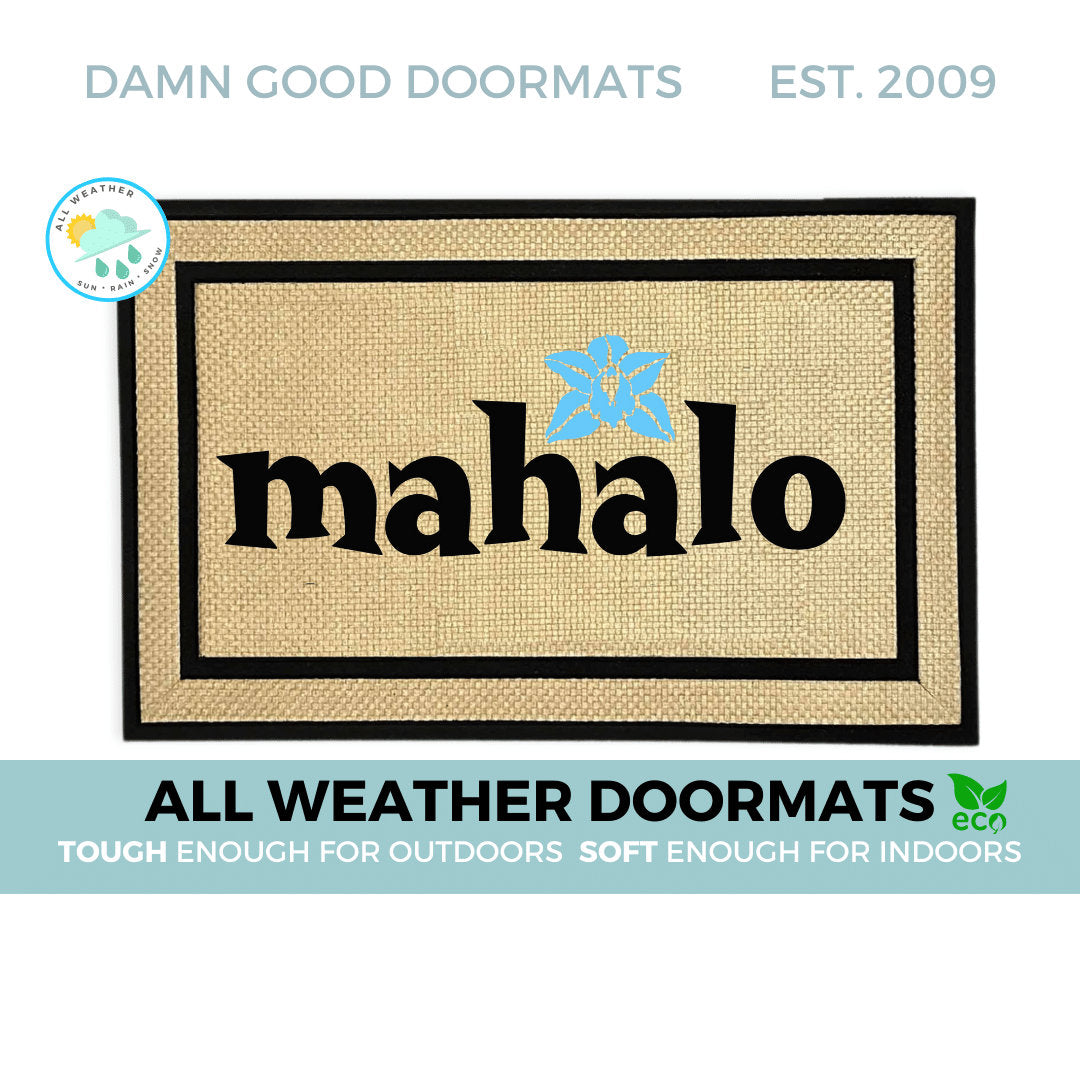 mahalo Kitsch tiki party decor doormat orchid Hawaiian door mat welcome mat eco friendly gifts for her zen yoga mat new house gift (+)