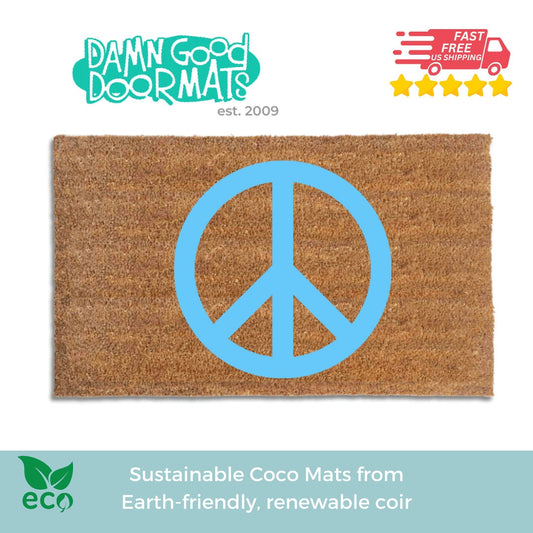 Promotional graphic for an all natural, sustainable, eco-friendly coir doormat made by Damn GoodDoormats