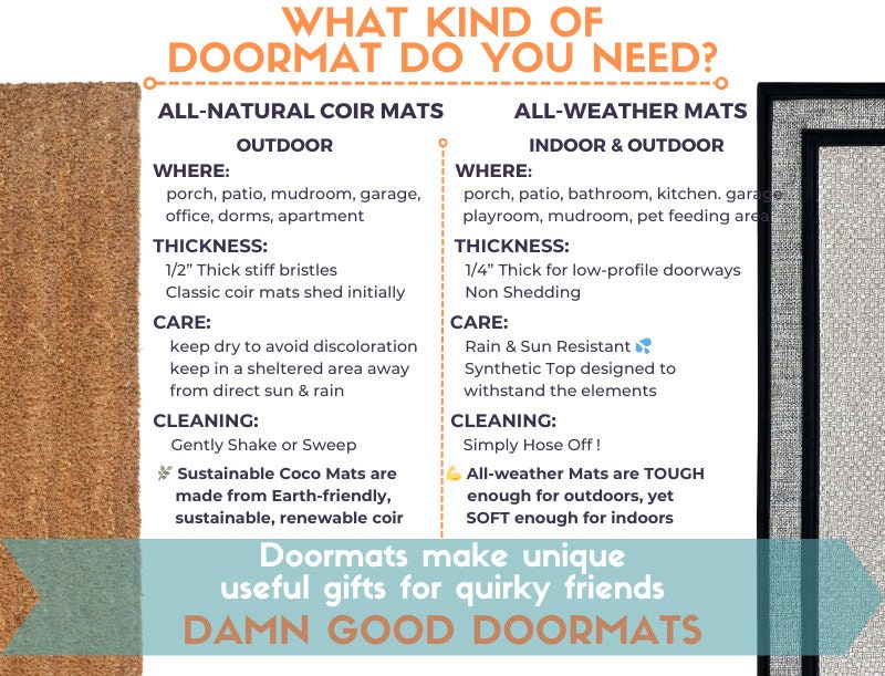 Promotional graphic with a 5 star review of Damn Good Doormats’ Tolkien quote “No admittance except on party business” doormat from The Lord of the Rings reading “This is my 3rd doormat from this shop… Fun and functional!”