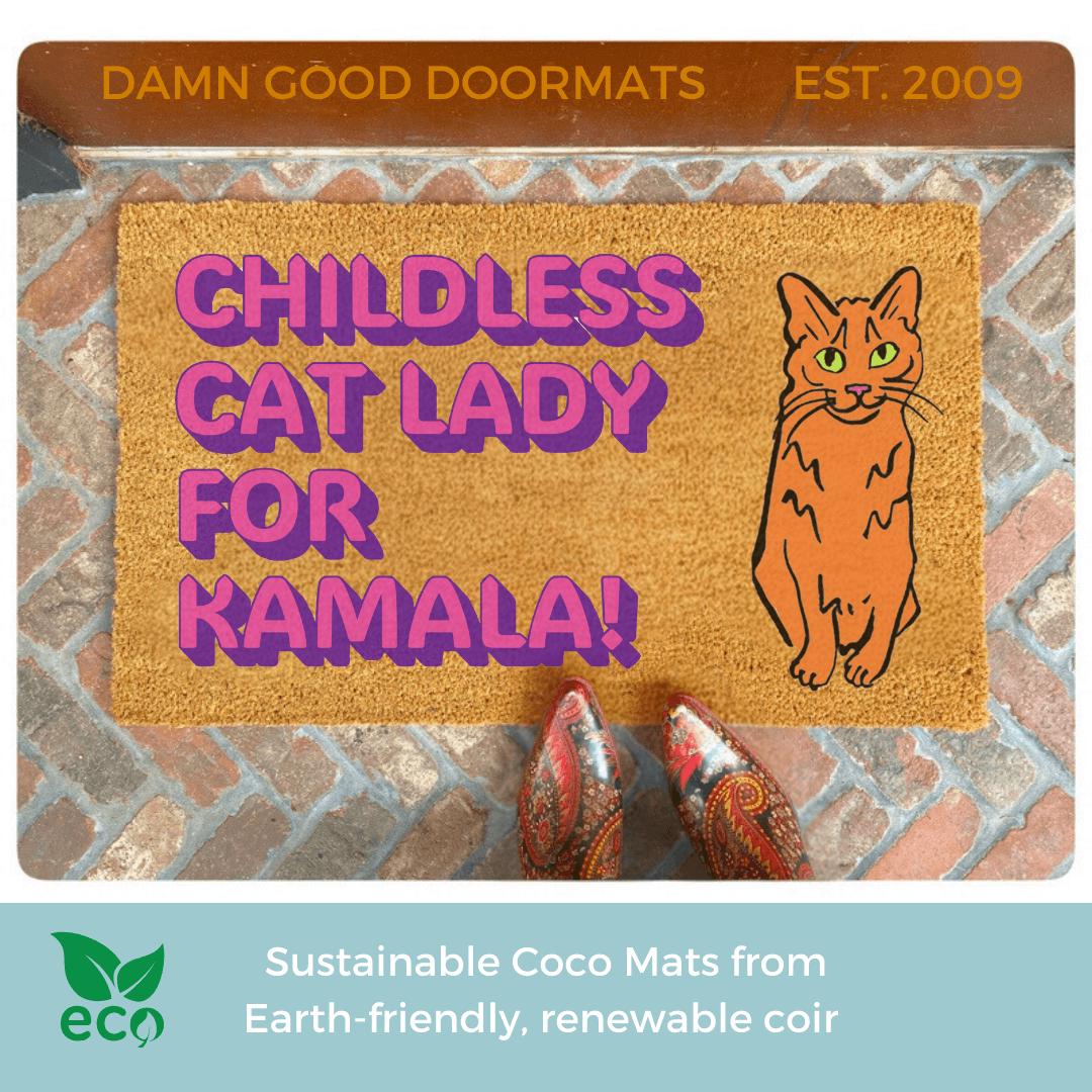 a door mat with a picture of a cat on it