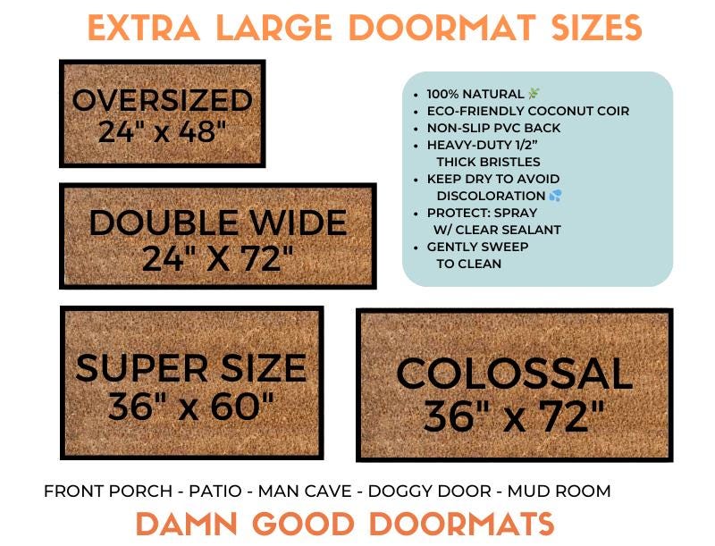 a set of doormats with different sizes and measurements