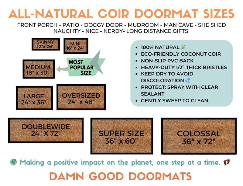 a picture of a doormat size guide