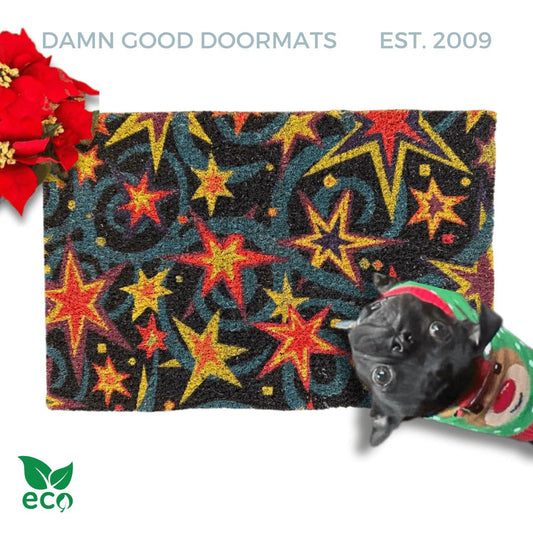 Stars Roller Rink Retro carpet | Boho doormat | Vintage Arcade Fan Gift | Damn Good Doormats