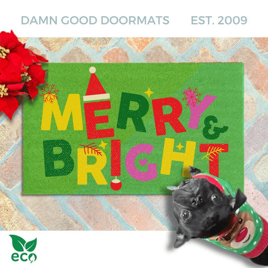 Merry and Bright Christmas doormat | outside Christmas door mat | xmas doormat | sarcastic gift | outdoor coir oversized door mat