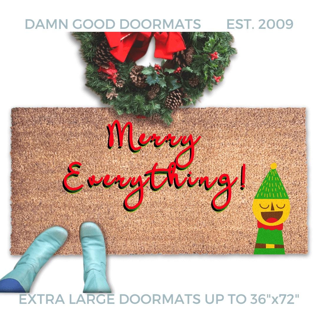 Merry Everything Holiday doormat gift | cute funny doormat | Christmas Hanukkah Rosh Hashanah | Damn Good Doormats